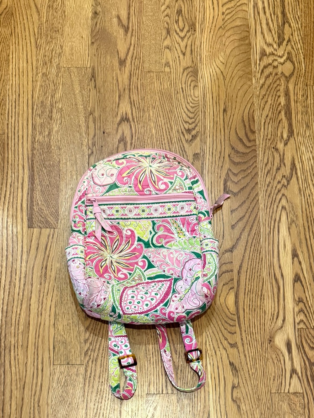 Vera Bradley Pink and Green Floral Quilted small Backpack